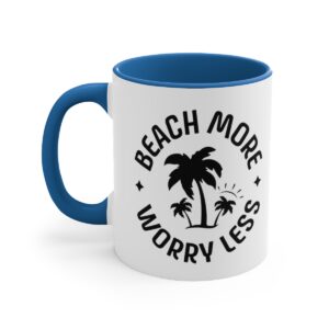 Beach More Worry Less Accent Coffee Mug, 11oz