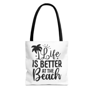 Beach Tote Bag - "Life Is Better at the Beach" Canvas Shopper