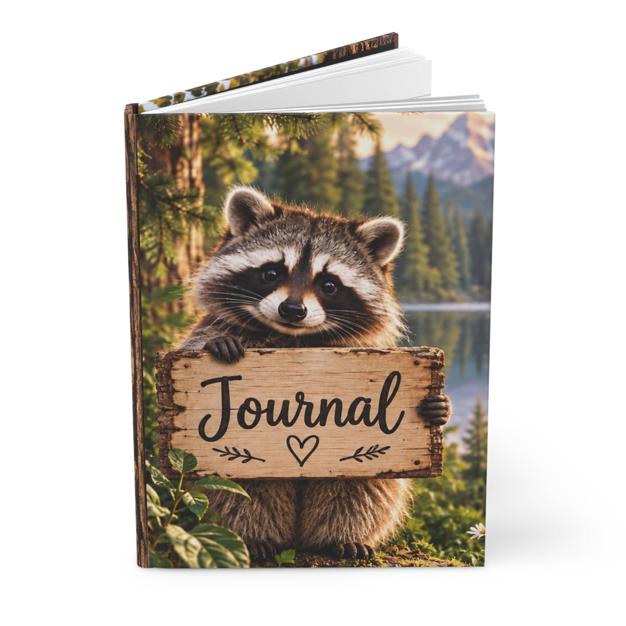Cute Raccoon Holding Journal Hardcover Journal | Lined Notebook - Image 3