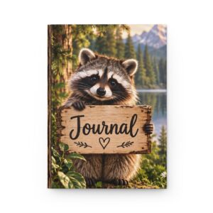 Cute Raccoon Holding Journal Hardcover Journal | Lined Notebook