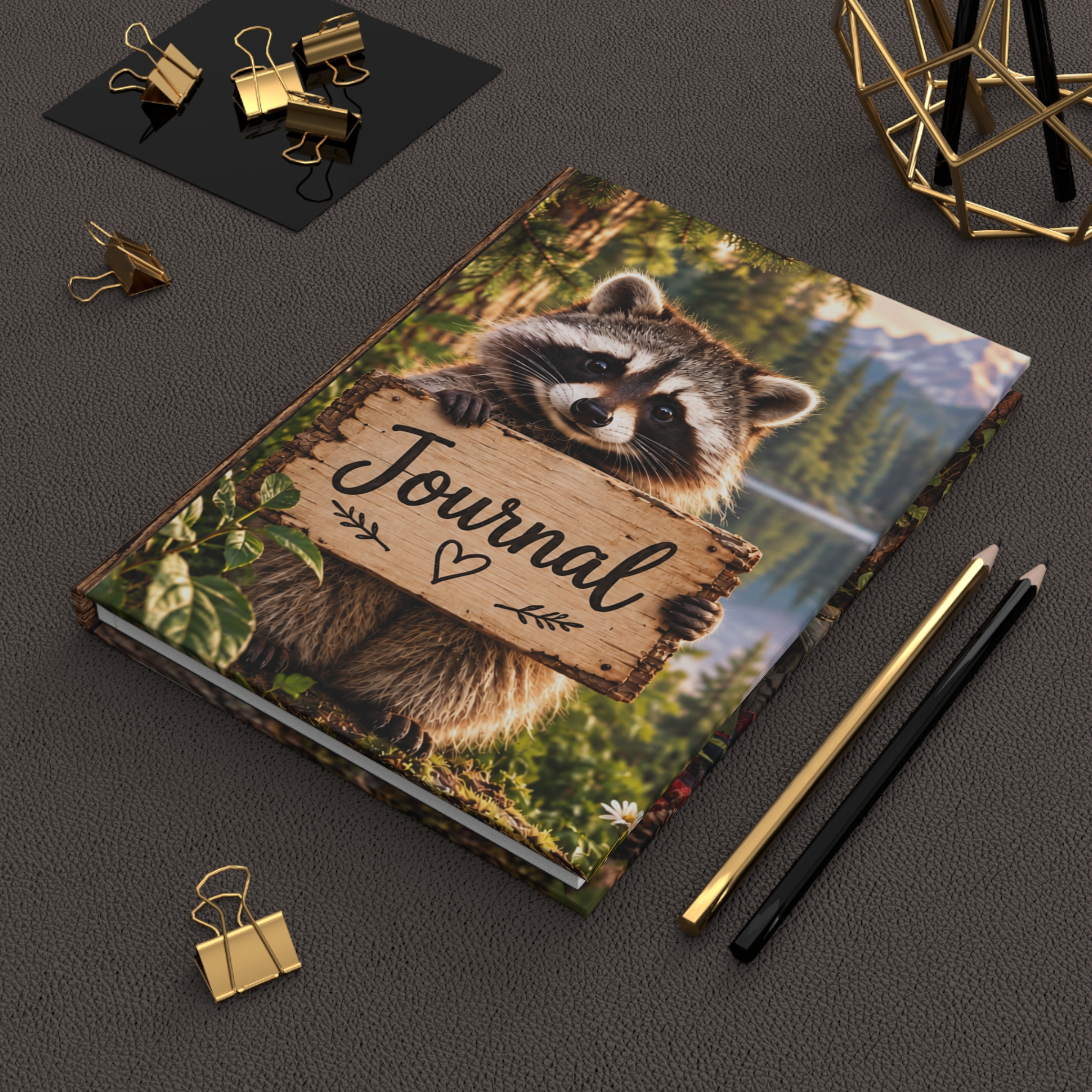 Cute Raccoon Holding Journal Hardcover Journal | Lined Notebook - Image 5